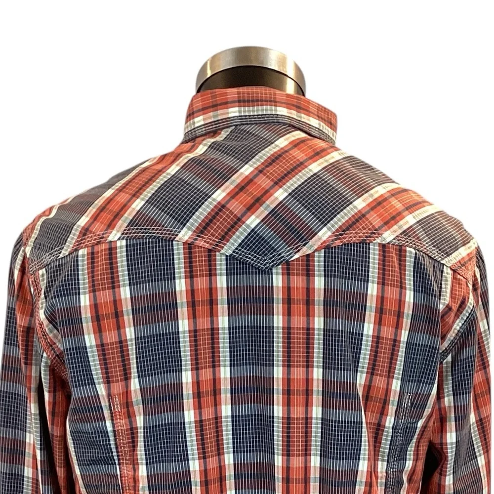 True Religion Western Snap Front Plaid Cotton Shirt